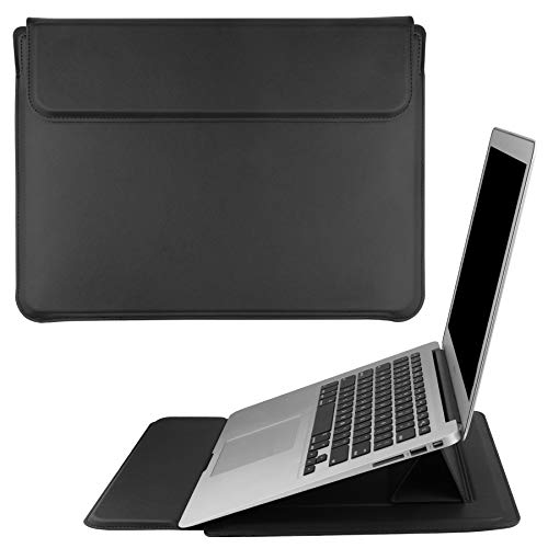 HoYiXi 13.3 Zoll Laptop Tasche Leder Hülle Leather Sleeve Kompatibel mit MacBook Air 13 M1 2021-2018 / MacBook Pro 13 2021-2016 / Surface Pro 8 2021 / Surface Go 3 2021 Laptop Schutzhülle, schwarz von HoYiXi