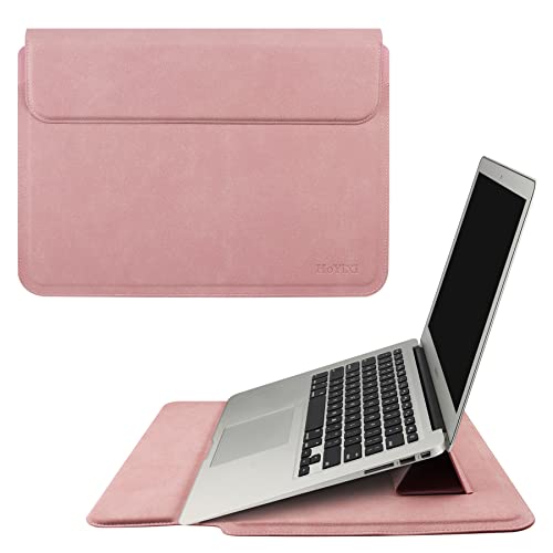 HoYiXi 13.3 Zoll Laptop Tasche Leder Hülle Leather Sleeve Kompatibel mit MacBook Air 13 M1 2021-2018 / MacBook Pro 13 2021-2016 / Surface Pro 8 2021 / Surface Go 3 2021 Laptop Schutzhülle Rosa von HoYiXi