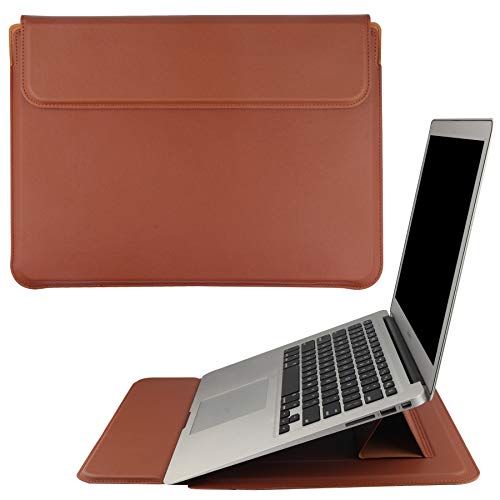 HoYiXi 15.6 Zoll Laptop Tasche PU Leder Hülle Leather Sleeve Kompatibel mit MacBook Pro 16 2021 & 2019 A2141/MacBook Pro 15/15.6'' ASUS Vivobook 15/Surface Laptop 3 Schutzhülle, braun von HoYiXi
