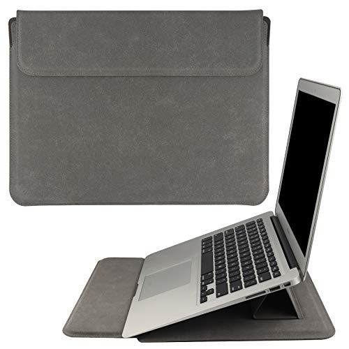 HoYiXi 15.6 Zoll Laptop Tasche PU Leder Hülle Leather Sleeve Kompatibel mit MacBook Pro 16 2021 & 2019 A2141/MacBook Pro 15/15.6'' ASUS Vivobook 15/Surface Laptop 3 Schutzhülle, grau von HoYiXi