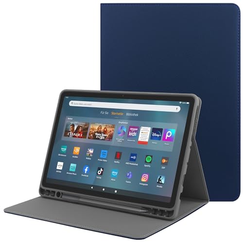HoYiXi Hülle für Das Neue Amazon Fire HD 10 & HD 10 Plus Tablet (13./11. Generation, 2023/2021 Release) 10.1", Kids Anti-Drop Schutzhülle mit Ständer Stifttasche und automatischem Wake/Sleep,Blau von HoYiXi