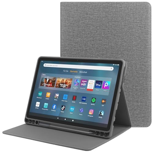 HoYiXi Hülle für Das Neue Amazon Fire HD 10 & HD 10 Plus Tablet (13./11. Generation, 2023/2021 Release) 10.1", Kids Anti-Drop Schutzhülle mit Ständer Stifttasche und automatischem Wake/Sleep,Gray von HoYiXi