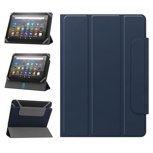 HoYiXi Universal Hülle für 7-8 Zoll Samsung Galaxy Tab/Lenovo/PRITOM/Fire/Android Tablette Schutzhülle in Zwei Positionen verstellbar mit faltbarem Ständer - Blau von HoYiXi