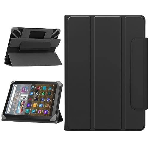HoYiXi Universal Hülle für 7-8 Zoll Samsung Galaxy Tab/Lenovo/PRITOM/Fire Tablette Universal Schutzhülle mit faltbarem Ständer für 7-8” Tablette - Schwarz von HoYiXi