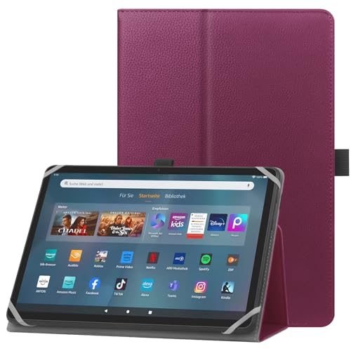 HoYiXi Universelle Hülle für 10-11 Zoll Tablette Fire Max 11 2023/11" Lenovo Tab P11 mit Ständer Folio und Handschlaufe Schutzhülle für 10"-11" Samsung Lenovo Android Tablette -Lila von HoYiXi