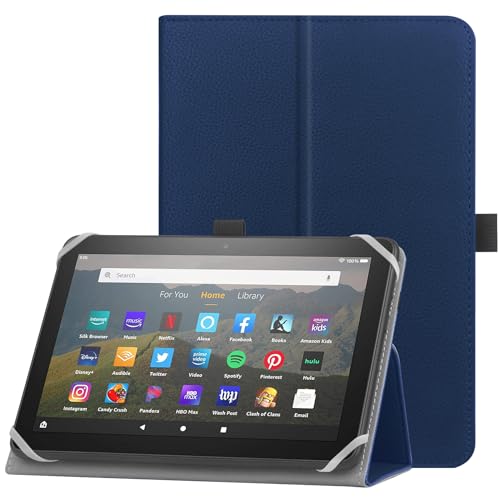 HoYiXi Universelle Hülle für 7-8 Zoll Tablette Fire HD 8 /Fire HD 8 Plus mit Ständer Folio und Handschlaufe Schutzhülle für 7"-8" Samsung Lenovo Android Tablette - Blau von HoYiXi