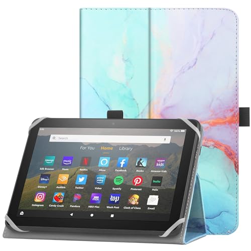 HoYiXi Universelle Hülle für 7-8 Zoll Tablette Fire HD 8 /Fire HD 8 Plus mit Ständer Folio und Handschlaufe Schutzhülle für 7"-8" Samsung Lenovo Android Tablette -Dblue von HoYiXi