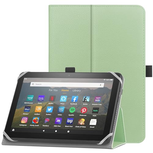 HoYiXi Universelle Hülle für 7-8 Zoll Tablette Fire HD 8 /Fire HD 8 Plus mit Ständer Folio und Handschlaufe Schutzhülle für 7"-8" Samsung Lenovo Android Tablette -Green von HoYiXi