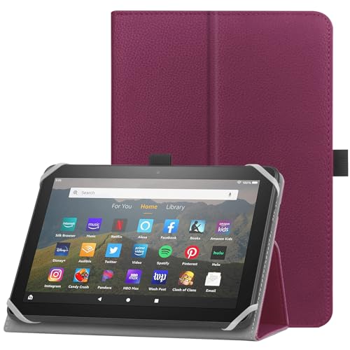 HoYiXi Universelle Hülle für 7-8 Zoll Tablette Fire HD 8 /Fire HD 8 Plus mit Ständer Folio und Handschlaufe Schutzhülle für 7"-8" Samsung Lenovo Android Tablette -Purple von HoYiXi
