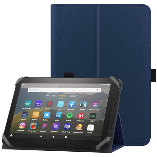 HoYiXi Universelle Hülle für 7-8 Zoll Tablette Fire HD 8 2020/2022 & Fire HD 8 Plus 2020/2022 mit Ständer Folio und Handschlaufe Schutzhülle für 7"-8" Samsung Lenovo Android Tablette - Blau von HoYiXi