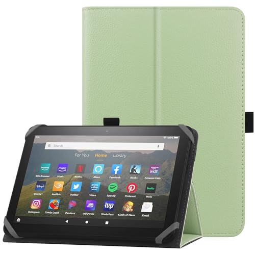 HoYiXi Universelle Hülle für 7-8 Zoll Tablette Fire HD 8 2020/2022 & Fire HD 8 Plus 2020/2022 mit Ständer Folio und Handschlaufe Schutzhülle für 7"-8" Samsung Lenovo Android Tablette - Grün von HoYiXi