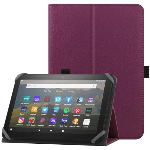 HoYiXi Universelle Hülle für 7-8 Zoll Tablette Fire HD 8 2020/2022 & Fire HD 8 Plus 2020/2022 mit Ständer Folio und Handschlaufe Schutzhülle für 7"-8" Samsung Lenovo Android Tablette - Violett von HoYiXi