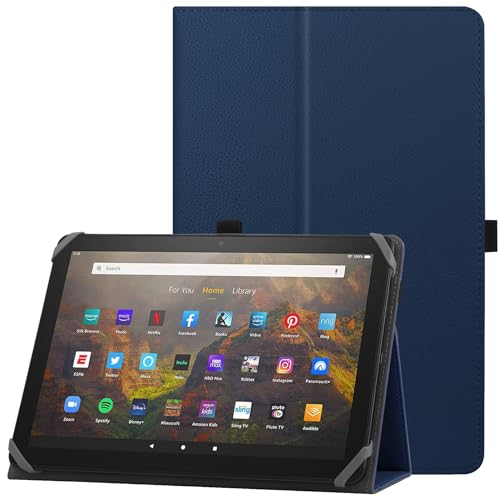 HoYiXi Universelle Hülle für 9-10,1 Zoll Tablette Fire HD 10 2021/2023 & Fire HD 10 Plus 2021/2023 mit Ständer Folio und Handschlaufe Schutzhülle für 9"-10,1" Samsung Lenovo Android Tablette - Blau von HoYiXi