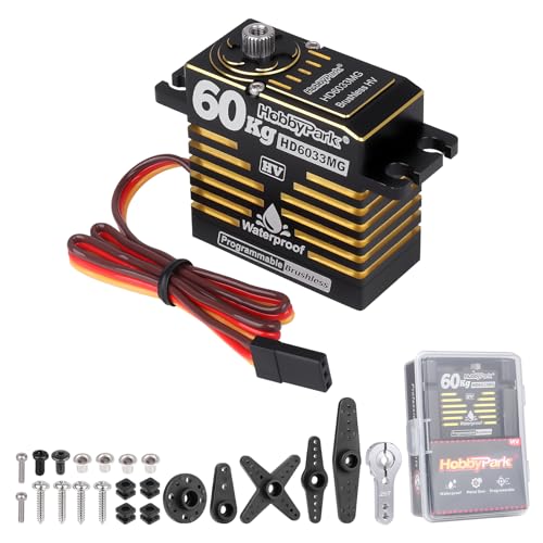HobbyPark Wasserdichter 60 kg Servo bürstenloser Motor mit hohem Drehmoment, 8,4 V HV-Servo, Metallgetriebe, digitales Servo, programmierbar für 1/8 1/10 1/12 RC Crawler RC Truck RC Auto Buggy Roboter von HobbyPark