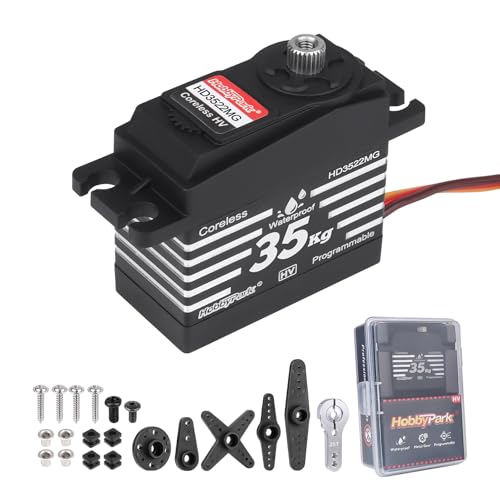 HobbyPark Wasserdichter RC Servo High Torque Coreless Motor Metal Gear RC Digital Servo Teile für 1/8 1/10 RC Crawler SCX10 TRX4 RC Truck RC Auto Buggy RC Basher Steuerwinkel 90°-180° (35kg Drehmoment HobbyPark Wasserdichter RC Servo High Torque Coreless Motor Metal Gear RC Digital Servo Teile für 1/8 1/10 RC Crawler SCX10 TRX4 RC Truck RC Auto Buggy RC Basher Steuerwinkel 90°-180° (35kg Drehmoment von HobbyPark