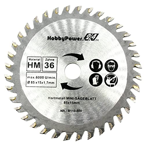 1x HM Sägeblatt Ø 85 x 15 mm 36 Zähne Kreissägeblatt Kreissäge Handkreissäge für Holz Kunststoff kompatibel mit Lidl Parkside PHKSA 12 A2 B3 1x HM Sägeblatt Ø 85 x 15 mm 36 Zähne Kreissägeblatt Kreissäge Handkreissäge für Holz Kunststoff kompatibel mit Lidl Parkside PHKSA 12 A2 B3 von HobbyPower24