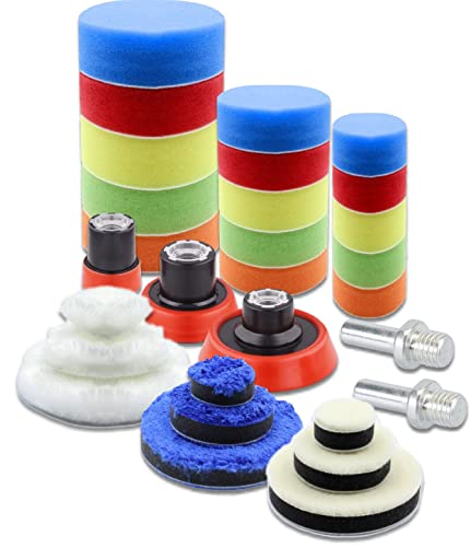 29-TLG POLIERSCHWAMM AUTO SET POLIERAUFSATZ ADAPTER AKKUSCHRAUBER POLIERMASCHINE POLIERSET ZUM POLIEREN WACHSEN UND VERSIEGELN von HobbyPower24