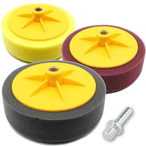 Set 4-tlg Polierteller Polier 150 mm Auto Polierpads Polierschwamm Polierscheibe Schaumstoff für Winkelschleifer Poliermaschine inklusive Adapter für Akkuschrauber Set 4-tlg Polierteller Polier 150 mm Auto Polierpads Polierschwamm Polierscheibe Schaumstoff für Winkelschleifer Poliermaschine inklusive Adapter für Akkuschrauber von HobbyPower24