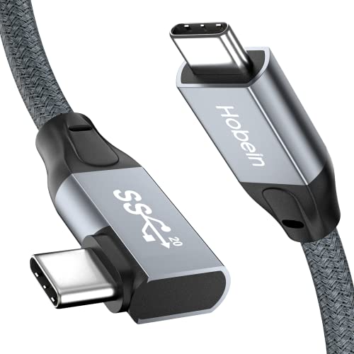 Hobein Rechtwinklig 100W USB C auf USB C Kabel, 90 Grad Design USB 3.2 Gen2×2 Typ C Ladekabel Unterstützt 20Gbps / 4K@60Hz / PD-Aufladung, für OTG, USB C Geräte, Tablet usw (1M) von Hobein