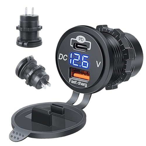 Hobngmuc Schnellladegerät KFZ-Adapter | Schnellladegerät fürs Auto | multifunktionaler Doppel-Port PD QC kompakter Netzadapter für Camping, Roadtrip, Reisen, LKW, Pendeln von Hobngmuc
