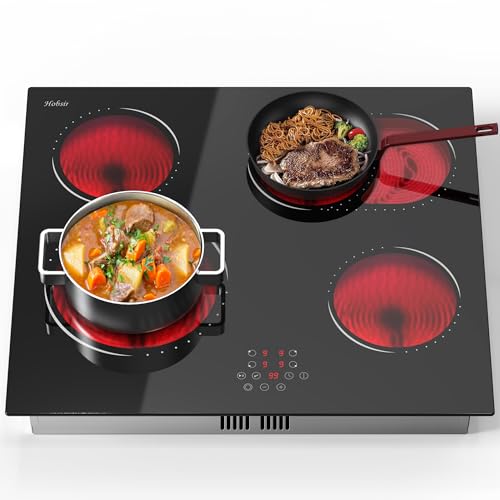 Hobsir hob Glaskeramikkochfeld 4 Zonen Kochfelder Sensor-touch Control Kochfeld Autark 60cm, 6600W, 9 Leistungsstufe, verkabelt, kein Stecker von Hobsir hob