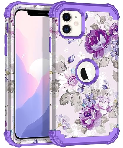 Hocase Hybrid-Schutzhülle für iPhone 11 (6,1 Zoll) 2019, robust, stoßfester Schutz, weicher Silikongummi und Hartplastik, Lavendelblüten von Hocase