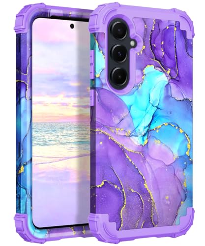 Hocase Schutzhülle für Galaxy A35 5G, strapazierfähig, stoßfest, weicher Silikon-Gummi-Stoßfänger und Hartplastik-Hybrid-Schutzhülle für Samsung Galaxy A35/A55 5G (6,6 Zoll) 2024, wenn Lila auf Blau von Hocase