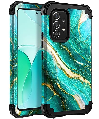 Hocase Schutzhülle für Galaxy A53 5G, robust, stoßfest, weicher Silikon-Gummi-Stoßfänger + Harter Kunststoff-Hybrid-Schutzhülle für Samsung Galaxy A53 5G (6,5 Zoll Display) 2022 – Smaragdgrün von Hocase