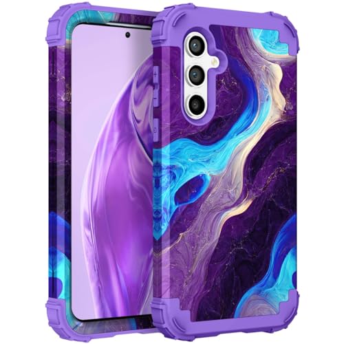 Hocase Schutzhülle für Galaxy S25 Plus, stoßfest, robuster Schutz, weicher Silikon-Gummi und Hartplastik, Hybrid-Schutzhülle für Samsung Galaxy S25 Plus (6,7 Zoll) 2025, blau-violetter Marmor von Hocase