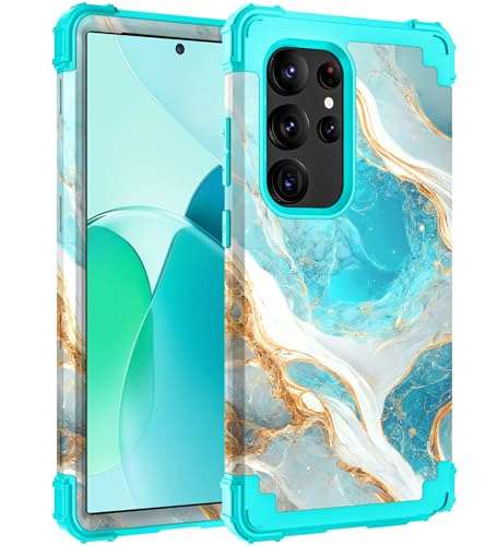 Hocase Schutzhülle für Galaxy S25 Ultra, stoßfest, robuster Hartplastik + weicher Silikon-Gummi, Hybrid-Schutzhülle für Samsung Galaxy S25 Ultra 17,5 cm (6,9 Zoll) 2025, Blaugrün von Hocase