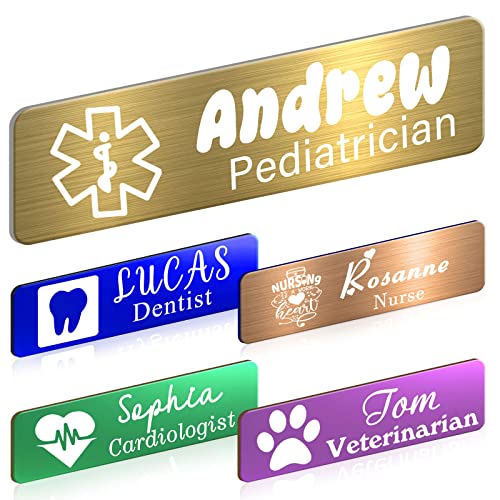 Benutzerdefinierte Namensschild mit Logo Bild Personalisierte Gravierte Namensschild mit Magnet oder Pin Kundenspezifische ID Namensschilder für Mitarbeiter Ärzte Krankenschwester Lehrer von Hodmec