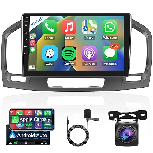 【2+64GB】 Hodozzy Carplay Android Auto Autoradio für Opel Insignia/Buick Regal 2008-2013 Autoradio Bluetooth 2 Din mit 9 Zoll Touchscreen GPS/WiFi/FM/RDS/HiFi/USB+Rückfahrkamera von Hodozzy