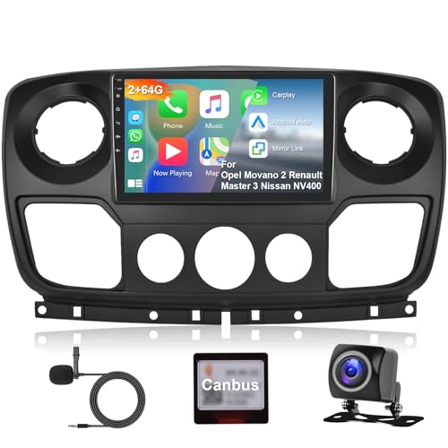2G+64G Android Autoradio für Renault Master 3 Opel Movano 2 Nissan NV400 2010-2021 Carplay Android Auto,Hodozzy 9 Zoll Touchscreen mit Navi WiFi Bluetooth HiFi FM RDS Canbus mit Rückfahrkamera 2G+64G Android Autoradio für Renault Master 3 Opel Movano 2 Nissan NV400 2010-2021 Carplay Android Auto,Hodozzy 9 Zoll Touchscreen mit Navi WiFi Bluetooth HiFi FM RDS Canbus mit Rückfahrkamera von Hodozzy