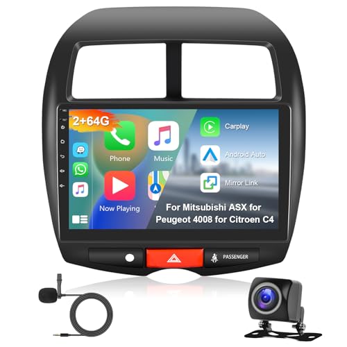 2G 64G Android Autoradio für Citroen C4 2007-2013/Mitsubishi ASX 2010-2016/Peugeot 4008 2012 Carplay Android Auto,Hodozzy 10,1 Zoll Touchscreen 2 Din Bluetooth Navi WiFi FM RDS Rückfahrkamera von Hodozzy