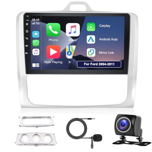 2GB 32GB Android Autoradio für Ford Focus 2004-2011 Radio Carplay Android Auto Mirror Link, 9 Zoll Touchscreen GPS Navigation Bluetooth WiFi FM RDS HiFi SWC, Rückfahrkamera Radio 2 Din für Ford Focus von Hodozzy