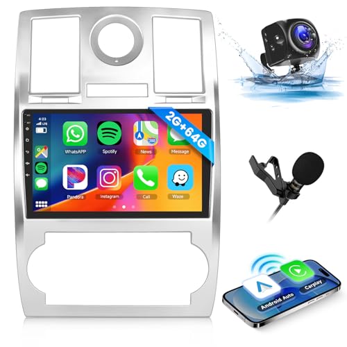 2GB 64GB Autoradio für Chrysler 300 300C 2004-2011 Radio mit Wireless Carplay Android Auto Mirror Link,Hodozzy 9 Zoll Touchscreen Navi GPS,EQ,Bluetooth,WiFi,FM/RDS Radio Android,Lenkradsteuerung von Hodozzy
