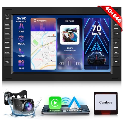 【4+64G】 Hodozzy Carplay-Autoradio für VW Golf 4 Polo Sharan Jetta MK4 T5 Multivan mit GPS/WiFi, VW Autoradio 7 Zoll 2 Din Bluetooth mit Android Auto/32 EQ/FM/RDS/SWC/USB+Rückfahrkamera 【4+64G】 Hodozzy Carplay-Autoradio für VW Golf 4 Polo Sharan Jetta MK4 T5 Multivan mit GPS/WiFi, VW Autoradio 7 Zoll 2 Din Bluetooth mit Android Auto/32 EQ/FM/RDS/SWC/USB+Rückfahrkamera von Hodozzy