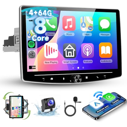 4G+64G Android 1 Din Autoradio mit Wireless CarPlay/Android Auto, Hodozzy 10,1 Zoll Vertikal Drehbar Touchscreen Auto Radio 1 Din mit Bildschirm Bluetooth HiFi Navi WiFi FM RDS Radio Rückfahrkamera 4G+64G Android 1 Din Autoradio mit Wireless CarPlay/Android Auto, Hodozzy 10,1 Zoll Vertikal Drehbar Touchscreen Auto Radio 1 Din mit Bildschirm Bluetooth HiFi Navi WiFi FM RDS Radio Rückfahrkamera von Hodozzy