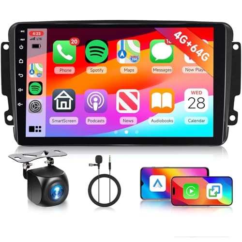 4G+64G Autoradio für Mercedes Benz C-Klasse E-Klasse A W203 W210 W168 W170 SLK Vaneo Vito Viano mit Carplay Android Auto, Hodozzy 9 Zoll Touchscreen mit Navi Bluetooth WiFi DSP FM/RDS + Rückfahrkamera von Hodozzy