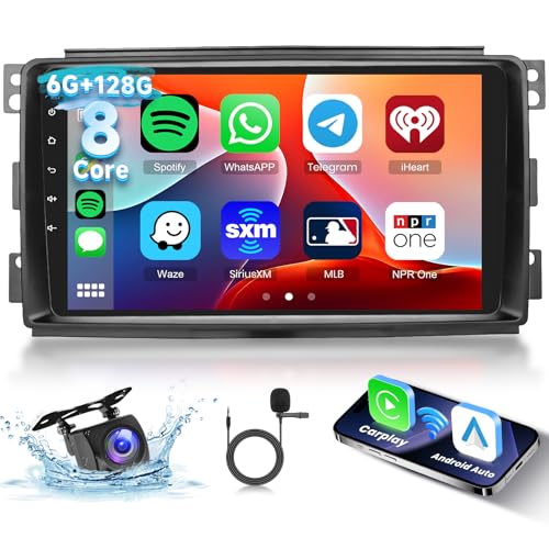 [6G+128G] 8-Core Autoradio für Mercedes Benz Smart Fortwo 2005-2010 mit Wireless Carplay Android Auto, Hodozzy Android Radio 2 Din 9 Zoll Touchscreen mit Bluetooth Navi WiFi USB DSP FM/RDS Radio von Hodozzy