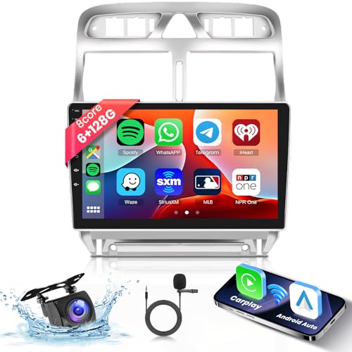[6G+128G] 8-Core Autoradio für Peugeot 307 307CC 307SW 2002-2013 Android Autoradio mit Wireless Carplay Android Auto,Hodozzy 9 Zoll Touchscreen Bluetooth Navi,WiFi USB,DSP,FM/RDS Radio Rückfahrkamera von Hodozzy