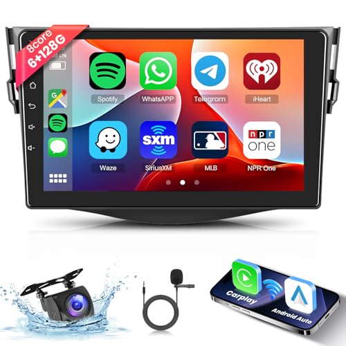 [6G+128G] 8-Core Autoradio für Toyota RAV4 2007-2012,Hodozzy Android Autoradio mit Wireless Carplay Android Auto,9 Zoll Touchscreen Bluetooth Navigation,WiFi USB,DSP,FM/RDS Radio Rückfahrkamera von Hodozzy