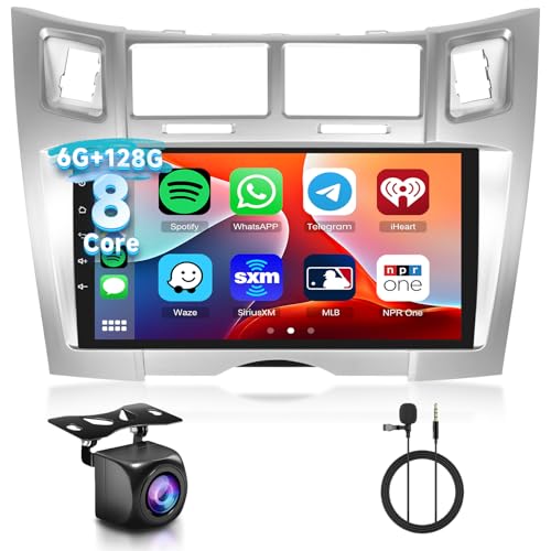 [6G+128G] 8-Core Autoradio für Toyota Yaris/Vizi 2005-2011 mit Wireless Carplay Android Auto, Hodozzy Autoradio 9 Zoll Touchscreen mit Bluetooth GPS Navi WiFi USB DSP FM/RDS Radio mit Rückfahrkamera von Hodozzy