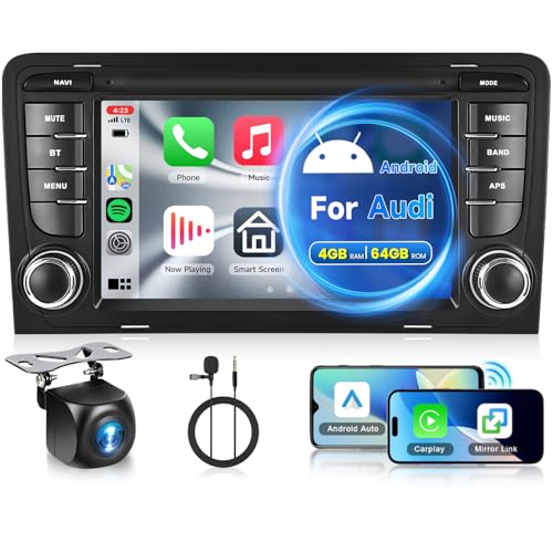8 Core 4G+64G Android Autoradio für Audi A3 2003-2012/ S3 2006-2012/ RS3 2011-2012 mit Wireless Carplay Android Auto, Hodozzy 7 Zoll Touchscreen mit Navi WiFi Bluetooth FM/RDS DSP SWC+Rückfahrkamera 8 Core 4G+64G Android Autoradio für Audi A3 2003-2012/ S3 2006-2012/ RS3 2011-2012 mit Wireless Carplay Android Auto, Hodozzy 7 Zoll Touchscreen mit Navi WiFi Bluetooth FM/RDS DSP SWC+Rückfahrkamera von Hodozzy