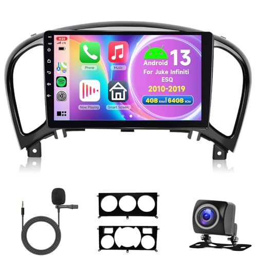 8 Core 4G+64G Autoradio für Nissan Juke Infiniti ESQ 2010-2019,Hodozzy 9 Zoll IPS Touchscreen Navi mit Wireless Carplay Android Auto, 2 DIN Radio Android Bluetooth DSP WiFi FM/RDS Rückfahrkamera von Hodozzy