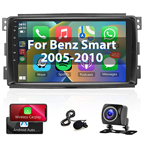 Android Autoradio für Mercedes-Benz Smart Fortwo 2005-2010 Radio Carplay Android Auto, 9 Zoll Bildschirm 2 DIN Radio Navigation GPS Bluetooth/WiFi/FM RDS + Rückfahrkamera, Autoradio für Mercedes Smar von Hodozzy