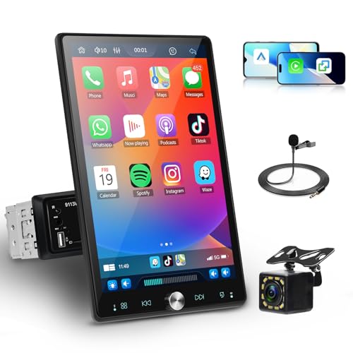 Autoradio 1 Din mit 10,4 Zoll Einstellbar Touchscreen, Hodozzy Autoradio Bildschirm Wireless Carplay Android Auto, 1 Din Radio mit Bluetooth, FM/RDS-Radio, Mirror Link, SWC/USB/AUX + Rückfahrkamera Autoradio 1 Din mit 10,4 Zoll Einstellbar Touchscreen, Hodozzy Autoradio Bildschirm Wireless Carplay Android Auto, 1 Din Radio mit Bluetooth, FM/RDS-Radio, Mirror Link, SWC/USB/AUX + Rückfahrkamera von Hodozzy