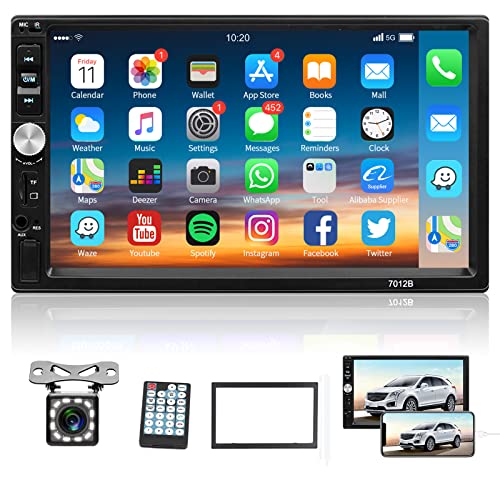 Autoradio 2 Din - Auto Stereo Bluetooth mit 7 Zoll Touchscreen, Multimedia Player Auto mit Rückfahrkamera, Fernbedienung, Unterstützt MirrorLink/FM Radio/USB/AUX/TF/SWC von Hodozzy