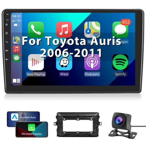 Autoradio für Toyota Auris 2006-2011 Carplay Wireless Android Auto, Radio 10,1 Zoll Touchscreen Android Radio GPS Navigation, Bluetooth, WiFi, FM RDS Radio, 2 Din für Toyota Auris Rückfahrkamera von Hodozzy