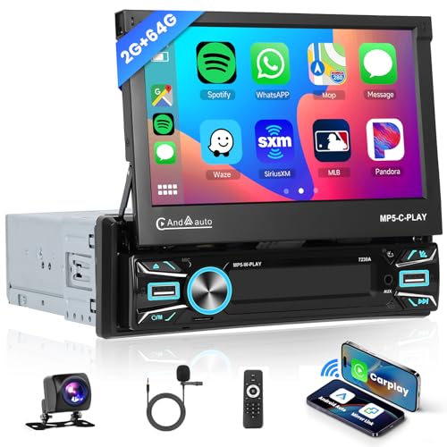 Hodozzy 1 Din 2GB 64GB Android Autoradio Wireless Carplay Android Auto, 7 Zoll Flip Out Touchscreen Autoradio mit GPS Navigation WiFi Bluetooth Mirror Link FM/RDS Radio, Rückfahrkamera, SWC,USB Hodozzy 1 Din 2GB 64GB Android Autoradio Wireless Carplay Android Auto, 7 Zoll Flip Out Touchscreen Autoradio mit GPS Navigation WiFi Bluetooth Mirror Link FM/RDS Radio, Rückfahrkamera, SWC,USB von Hodozzy